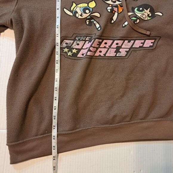 Powerpuff Girls Hoodie Womens XL Brown Cartoon Network Y2K Graphic Distressed - Picture 7 of 8